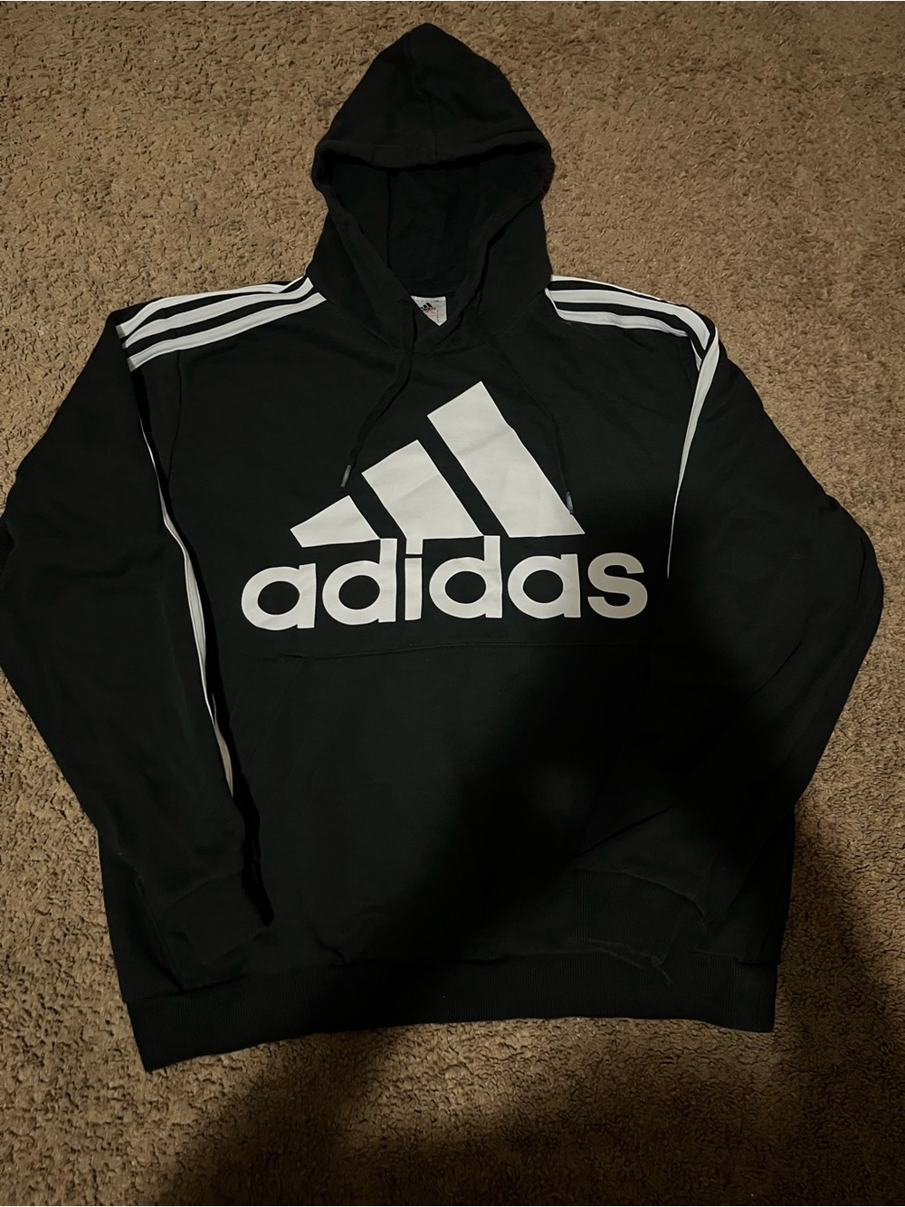 adidas Black Hoodie with White Logo and Three Stripes